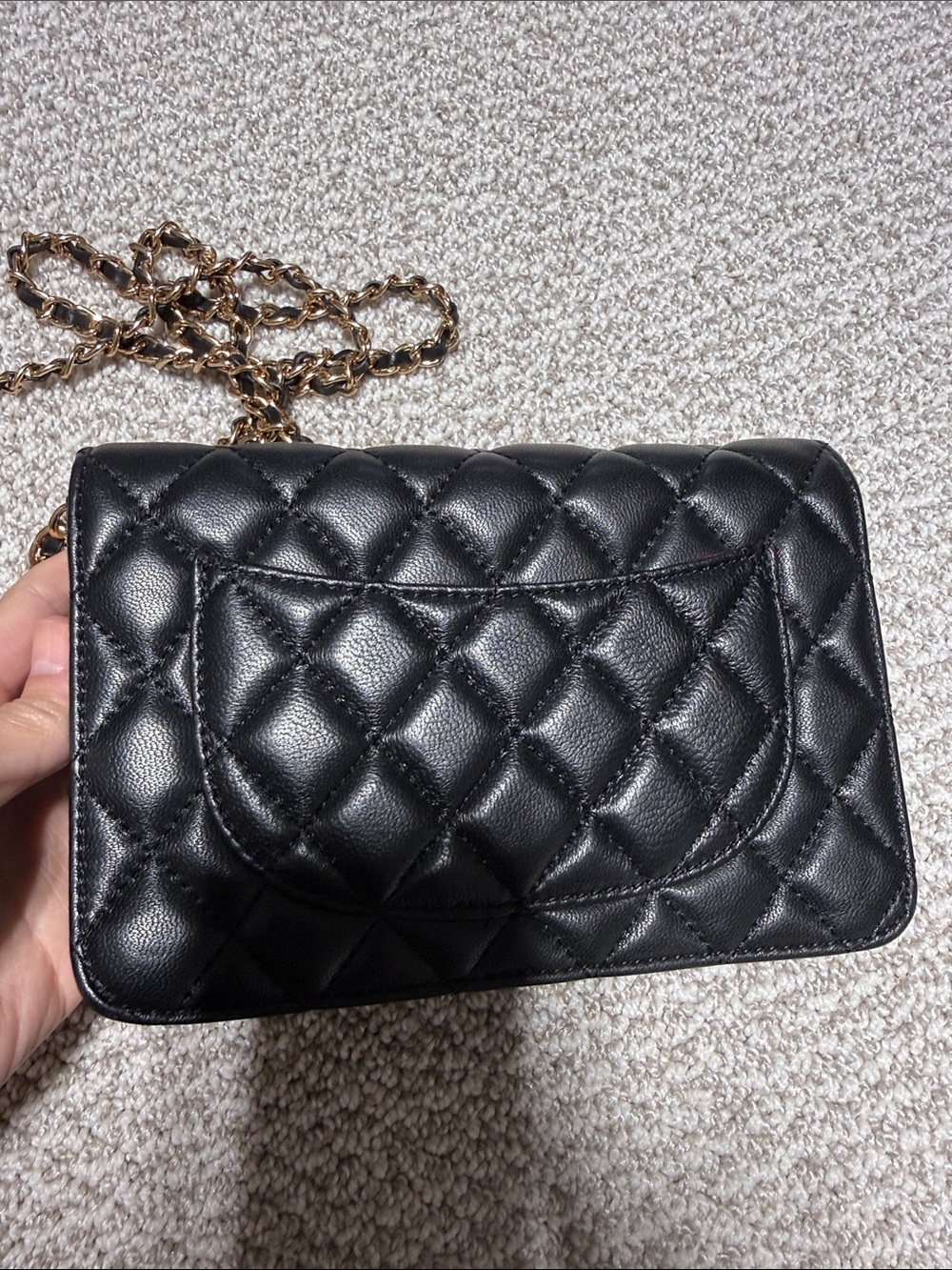 CHANEL Black Quilted Mini Wallet-on-Chain with Gold Hardware - Picture 3 of 5